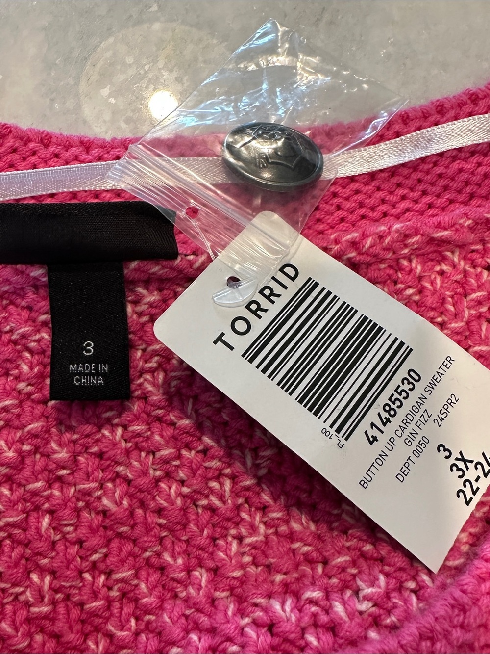 Torrid Size 3 - Hot Pink Textured Button-Front Cardigan - Picture 4 of 12